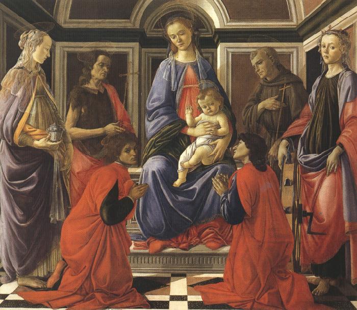 Sandro Botticelli Madonna enthroned with Child and Saints (mk36) oil painting picture